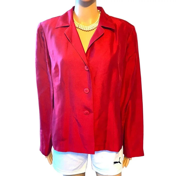 Vintage Coldwater Creek 100% Silk Career Wear Top Blouse Women 14 pads Shoulder - Picture 1 of 7